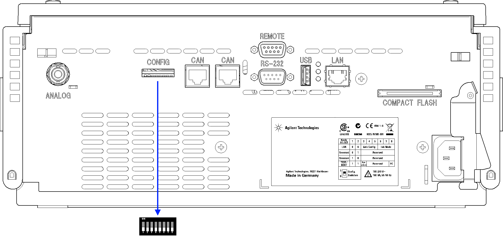 Location of Configuration Switch (example shows a G4212A DAD)