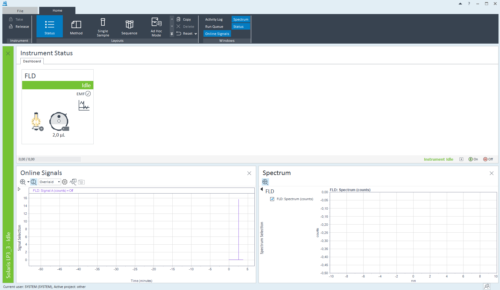 Agilent OpenLab Method and Run Control (just detector is shown)