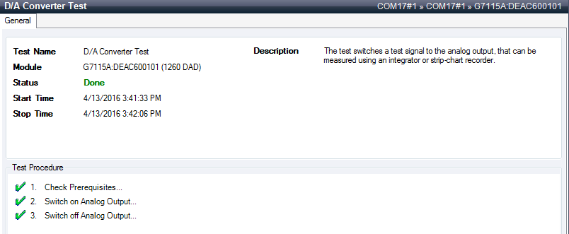 D/A Converter (DAC) Test – Results